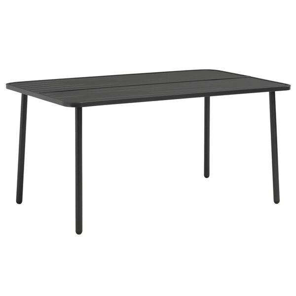 vidaXL Mesa de jardín de acero gris oscuro 150x90x72 cm