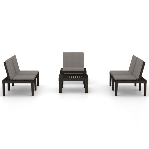 vidaXL Set de muebles de jard&iacute;n 4 piezas con cojines pl&aacute;stico gris