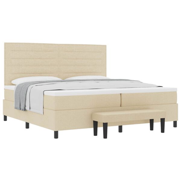 vidaXL Cama tipo Box Spring con colch&oacute;n Crema 200 x 200 cm tela