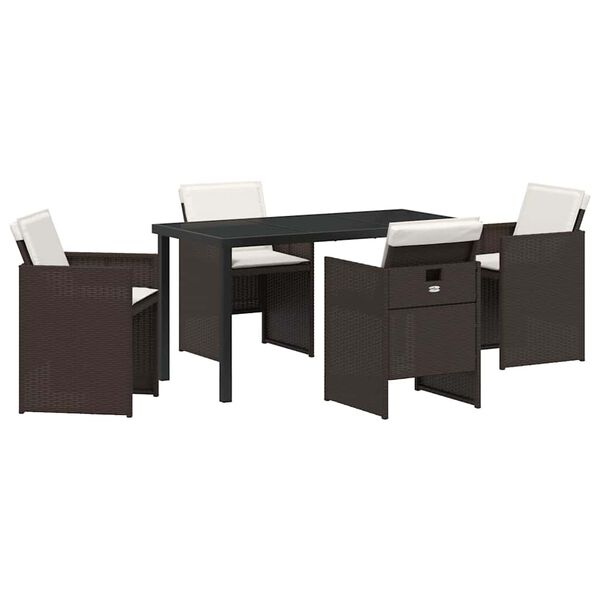 vidaXL Conjunto de Comedor de Jard&iacute;n 5 pcs Marr&oacute;n rat&aacute;n sint&eacute;tico