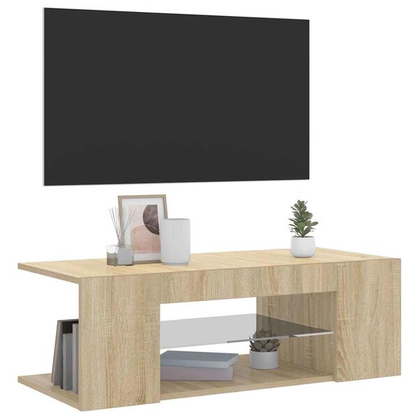 vidaXL Mueble de TV con luces LED roble Sonoma 90x39x30 cm