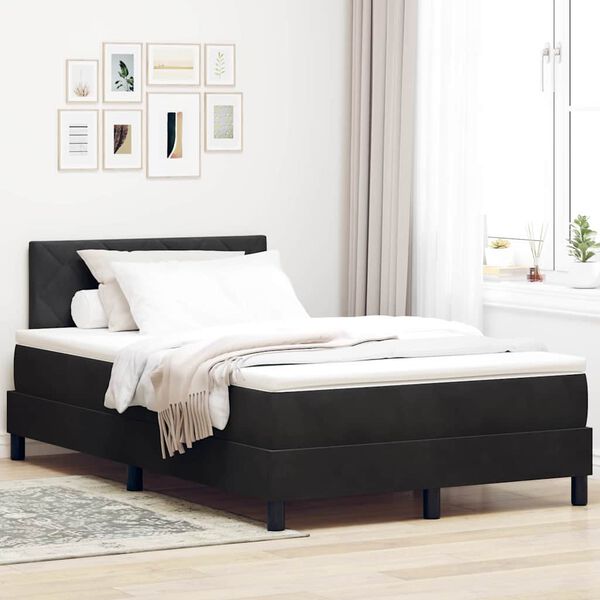 vidaXL Cama tipo Box Spring con colch&oacute;n Negro 120 x 200 cm Terciopelo