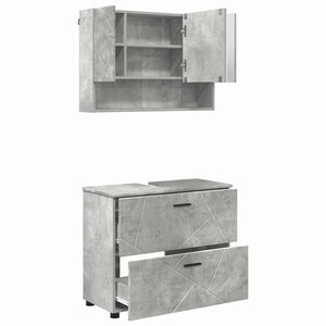 vidaXL Juego de muebles de ba&ntilde;o con caj&oacute;n 2 pcs Gris Concreto