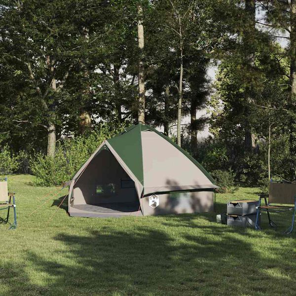 vidaXL Tienda tipi con techo Verde y Gris 490 x 410 x 210 cm