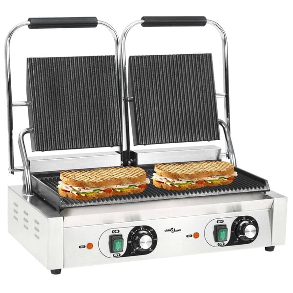 vidaXL Grill parrilla estriada doble 3600 W 57x30,5x20 cm