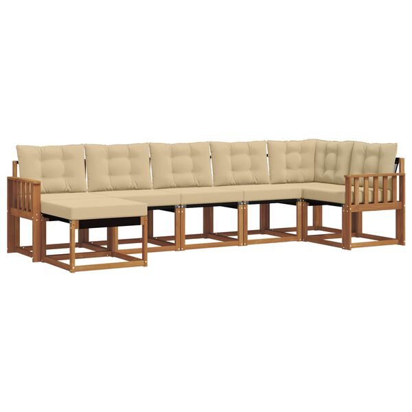 vidaXL Conjunto de sof&aacute;s de exterior con coj&iacute;n 7 pcs Natural y Beige