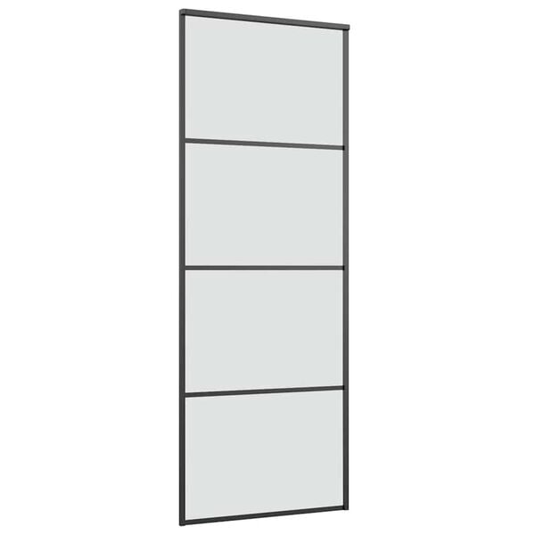 vidaXL Puerta corredera con set herrajes vidrio ESG aluminio 76x205 cm