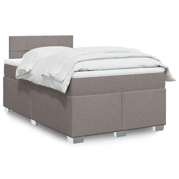 vidaXL Cama box spring con colch&oacute;n tela gris taupe 120x200 cm
