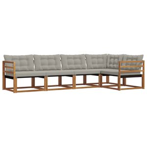 vidaXL Conjunto de sof&aacute;s de exterior 5 pcs Gris Natural y Claro