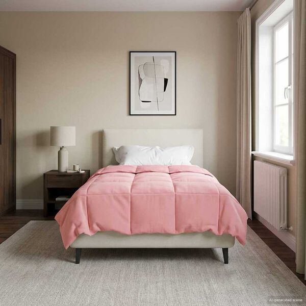 vidaXL Edred&oacute;n de Todo el A&ntilde;o Acolchado Rosa 140 x 220 cm Microfibra