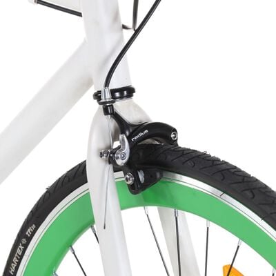 vidaXL Bicicleta de piñón fijo blanco y verde 700c 55 cm