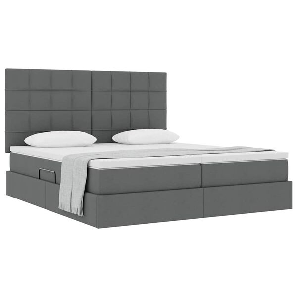 vidaXL Cama con almacenamiento con colch&oacute;n Gris oscuro 200 x 200 cm