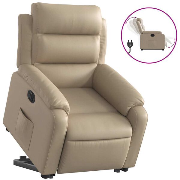 vidaXL Sillón elevable eléctrico cuero artificial capuchino