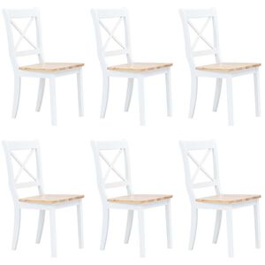 vidaXL Sillas de comedor 6 uds madera maciza de caucho blanco y madera