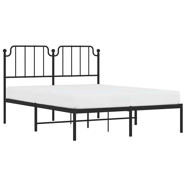 vidaXL Estructura cama sin colch&oacute;n con cabecero metal negro 150x200 cm