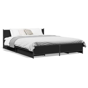 vidaXL Cama con cajones madera de ingenier&iacute;a negro 135x190 cm