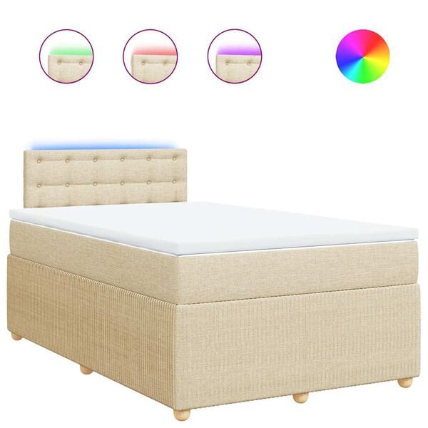 vidaXL Cama box spring con colch&oacute;n tela color crema 120x200 cm