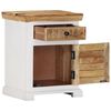 vidaXL Mesita de noche mango macizo rugoso blanco y marr&oacute;n 40x30x50 cm