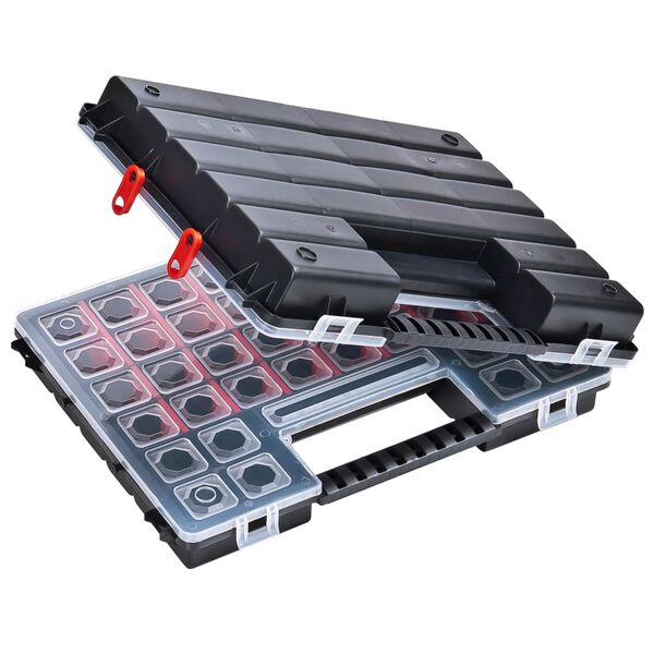 vidaXL Caja compartimentos 2 uds divisores pl&aacute;stico 385x283x50 mm