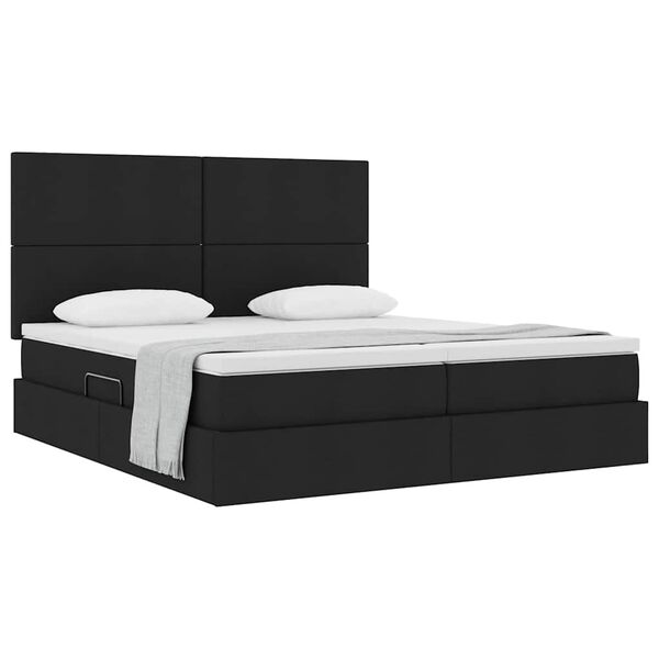 vidaXL Cama con almacenamiento Negro 200 x 200 cm Cuero sint&eacute;tico