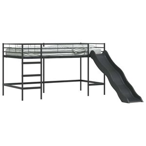 vidaXL Estructura de litera para ni&ntilde;os con tobog&aacute;n Negro y Antracita