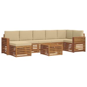vidaXL Conjunto de sof&aacute;s de exterior con coj&iacute;n 8 pcs Natural y Beige