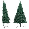 vidaXL Medio árbol de Navidad con luces y bolas verde 210 cm