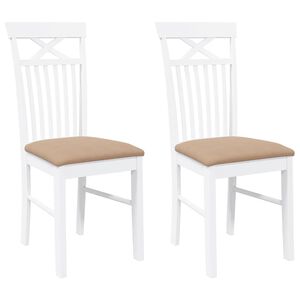 vidaXL Sillas de comedor con cojines 2uds madera maciza blanco caucho