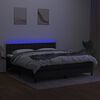vidaXL Cama box spring colch&oacute;n y luces LED tela negro 180x200 cm