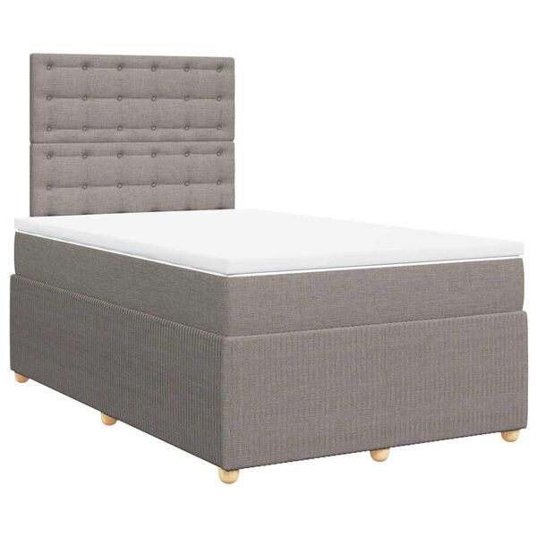 vidaXL Cama box spring con colch&oacute;n tela gris taupe 120x200 cm