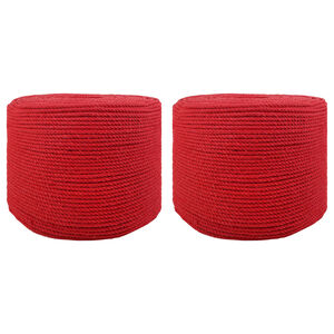 vidaXL Cuerda de Algod&oacute;n 2 uds. 2 mm 100 m Rojo 100% Algod&oacute;n
