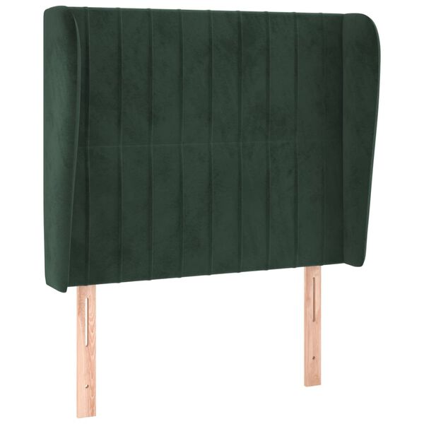 vidaXL Cabecero con orejas de terciopelo verde oscuro 83x23x118/128 cm