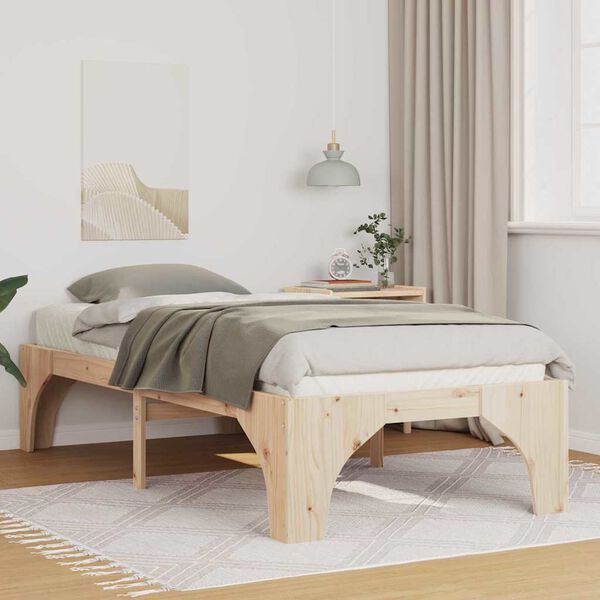 vidaXL Estructura de cama Marr&oacute;n 75 x 190 cm Madera de pino macizo