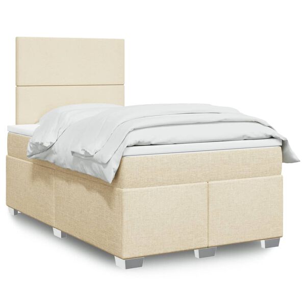 vidaXL Cama box spring con colch&oacute;n tela color crema 120x190 cm
