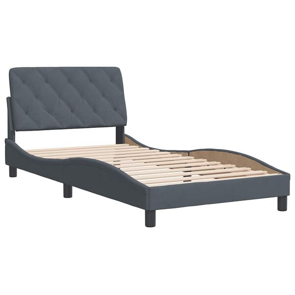 vidaXL Estructura de cama sin colch&oacute;n terciopelo gris oscuro 100x203cm