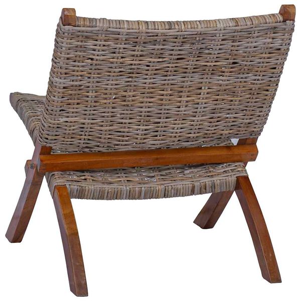 vidaXL Silla de rat&aacute;n kubu natural y madera maciza de caoba
