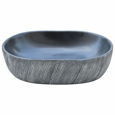 vidaXL Lavabo sobre encimera ovalado cerámica negro y gris 47x33x13 cm