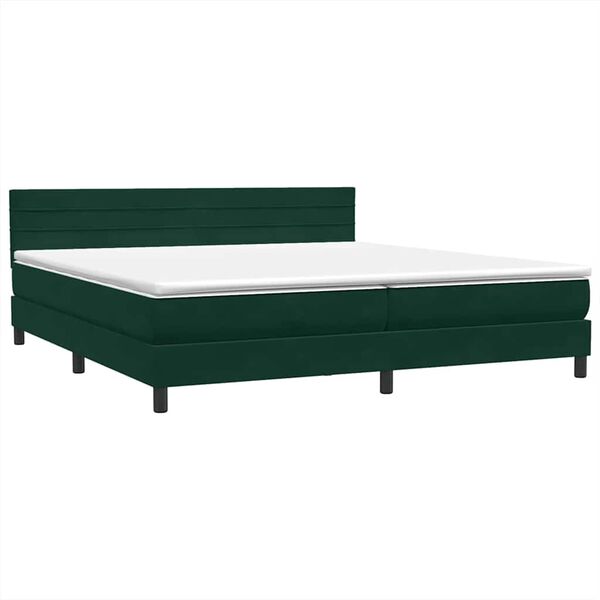 vidaXL Cama box spring con colch&oacute;n terciopelo verde oscuro 180x210 cm