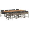 vidaXL Set de comedor de jard&iacute;n 11 pzas y cojines rat&aacute;n sint&eacute;tico gris