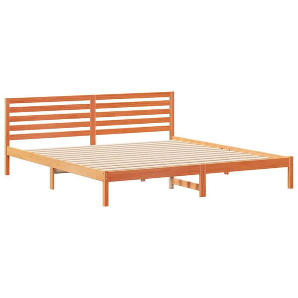 vidaXL Estructura de cama con cabecera Marr&oacute;n cera 180 x 210 cm