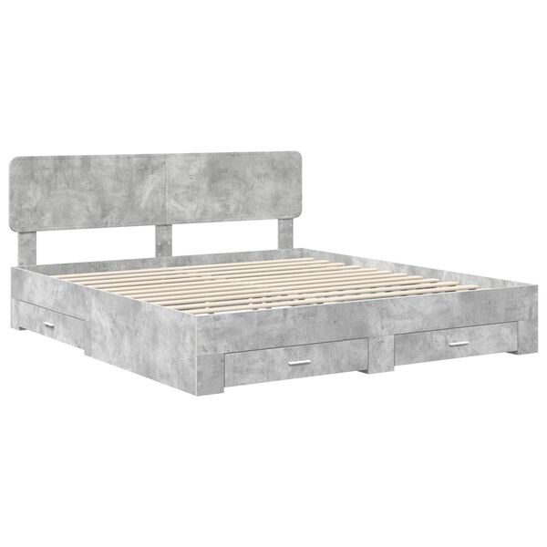 vidaXL Estructura de cama con cabecera Gris Concreto 180 x 200 cm