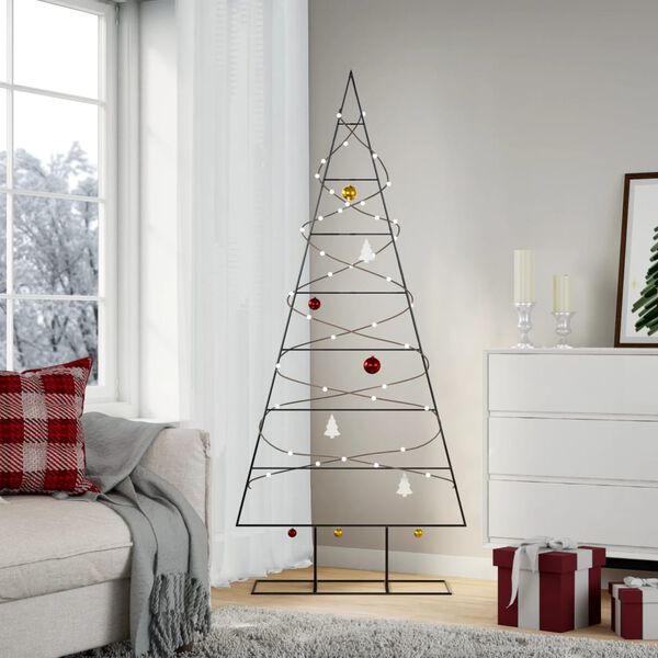 vidaXL &Aacute;rbol de Navidad para decoraci&oacute;n metal negro 180 cm