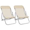 vidaXL Silla de playa plegable 2 uds acero recubierto textilene crema