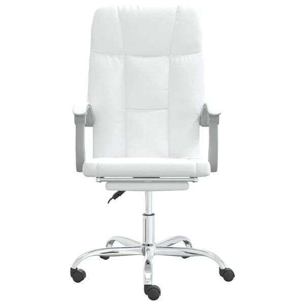 vidaXL Silla de oficina reclinable cuero sintético blanco