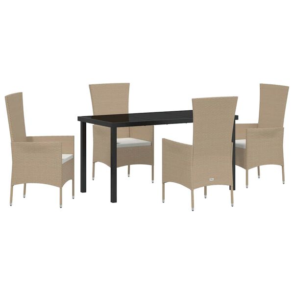 vidaXL Conjunto de Comedor de Jard&iacute;n 5 pcs Beige rat&aacute;n sint&eacute;tico