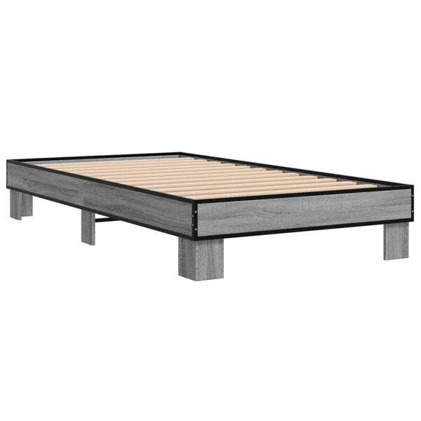 vidaXL Estructura cama madera ingenier&iacute;a metal gris Sonoma 90x190 cm