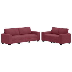 vidaXL Juego de sof&aacute;s con cojines 2 piezas tela rojo tinto