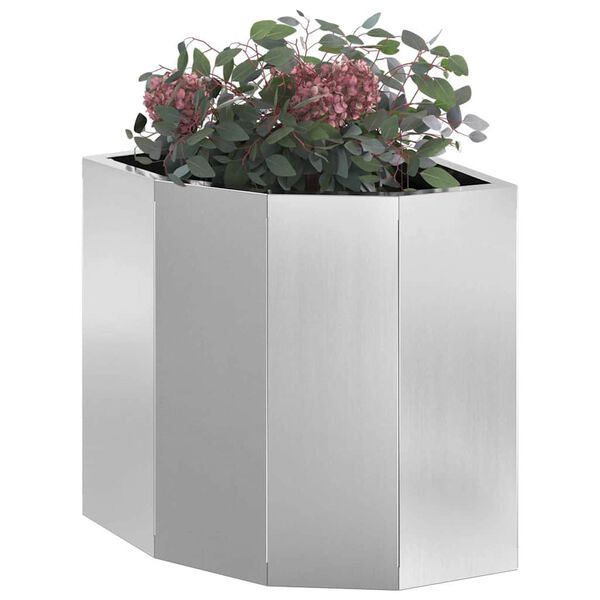 vidaXL Macetero de Esquina Plateado 30 x 30 x 35 cm Acero galvanizado