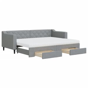 vidaXL Sof&aacute; cama nido con cajones tela gris claro 80x200 cm