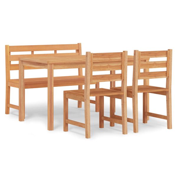 vidaXL Juego de comedor para jard&iacute;n 4 piezas madera maciza de teca